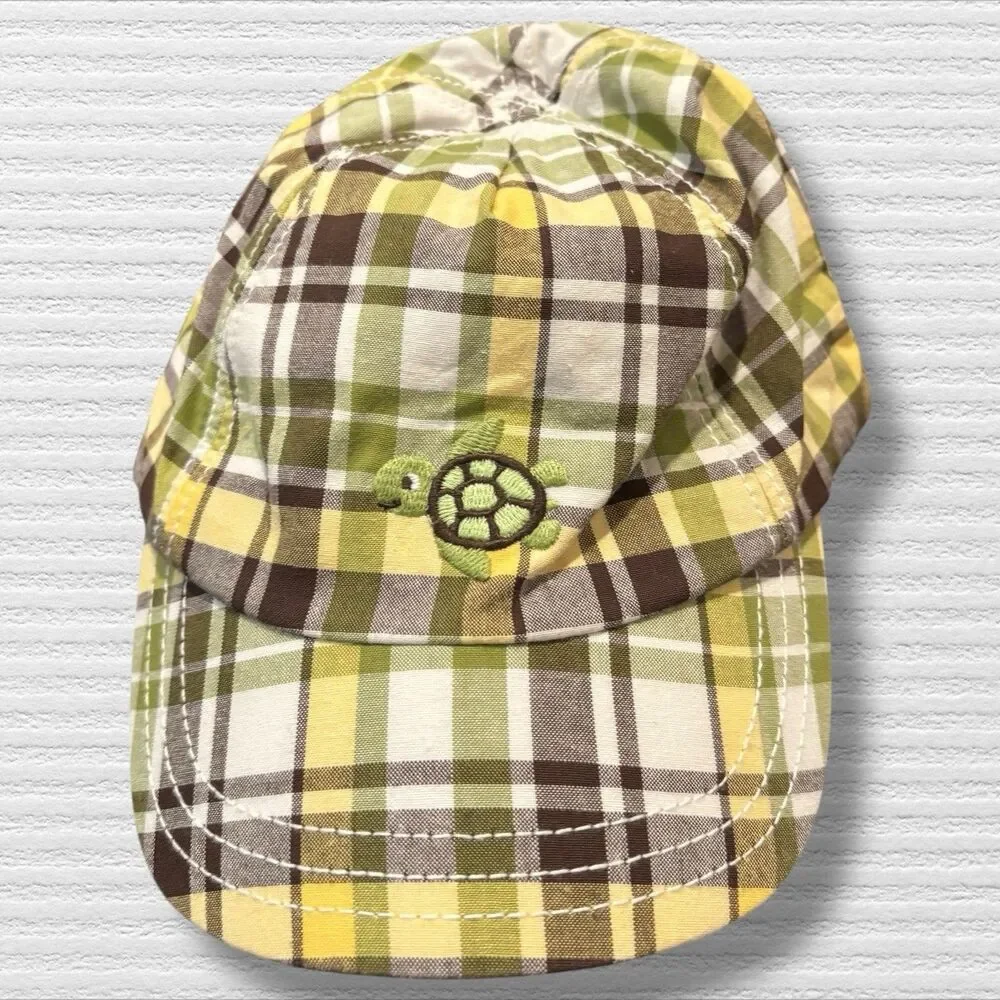Gymboree Vintage 2011 Plaid Turtle Baby 3-6 Months Ball Cap Hat Fitted Baseball